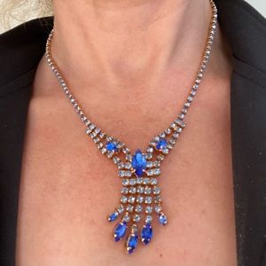 Brilliant blue rhinestone necklace